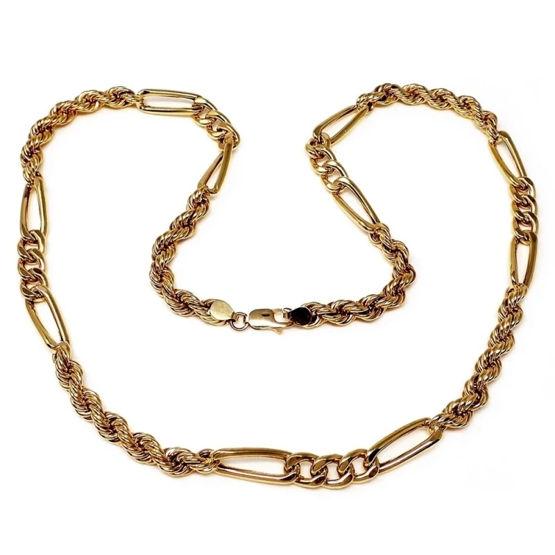 Cordón oro 18k salomónico cartier combinado hueco 60cm. 7mm. [7242]