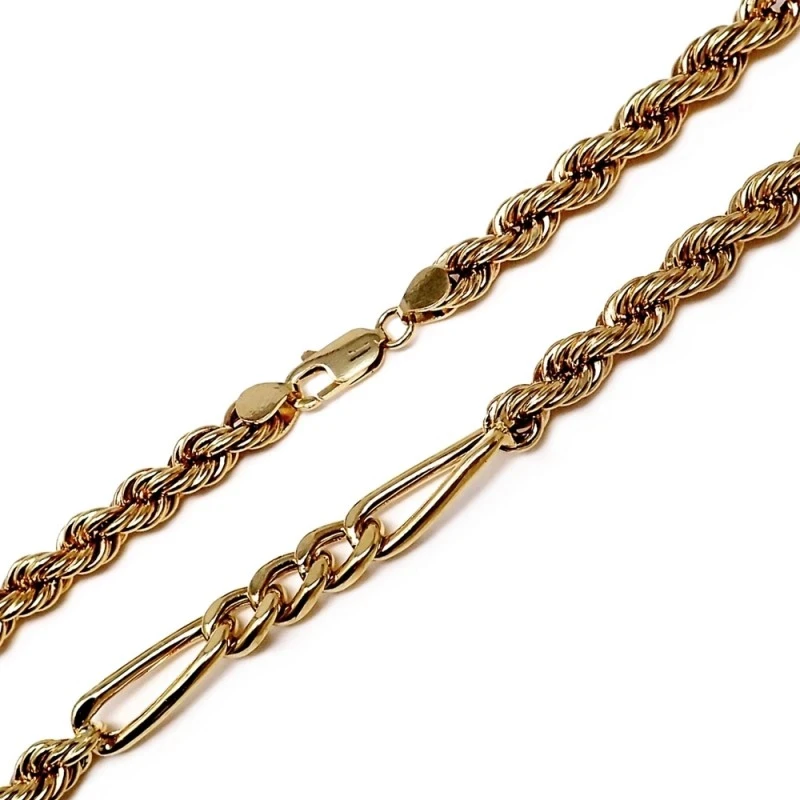 Cordón oro 18k salomónico cartier combinado hueco 60cm. 7mm. [7242]