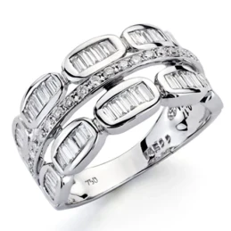Sortija oro blanco 18k diamantes brillantes carré 0,57ct [7379]