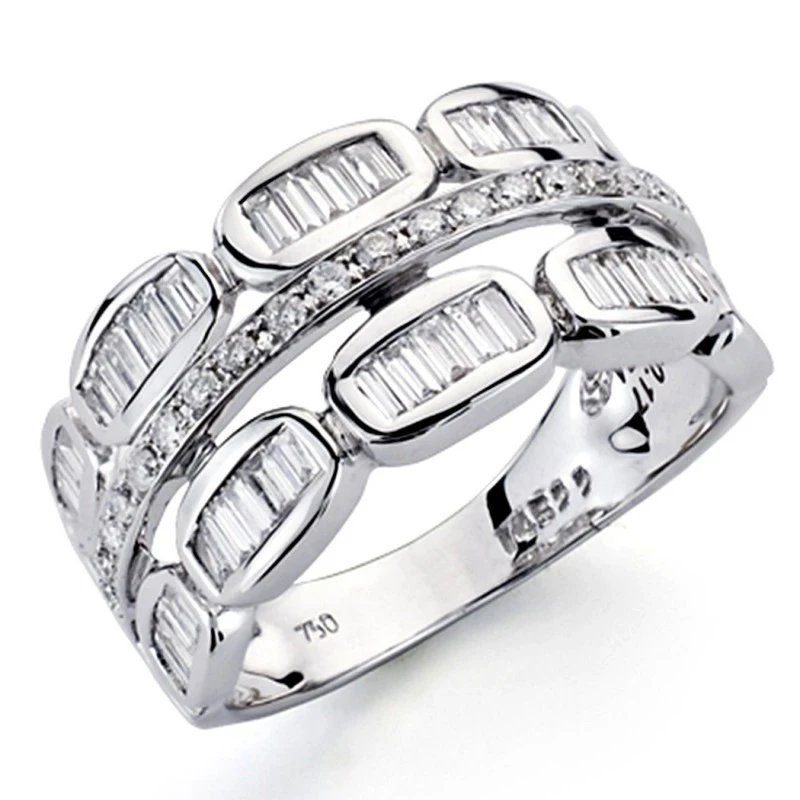 Sortija oro blanco 18k diamantes brillantes carré 0,57ct [7379]