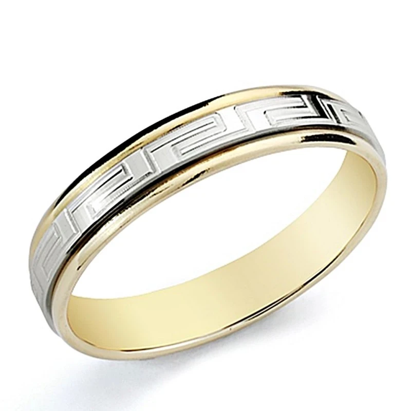 Alianza oro 18k bicolor 4mm. greca [8066]