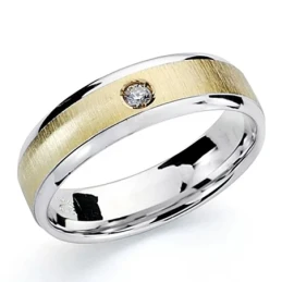 Alianza oro 18k bicolor 5mm. brillante [8077]