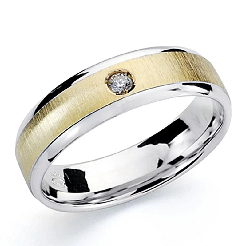 Alianza oro 18k bicolor 5mm. brillante [8077]