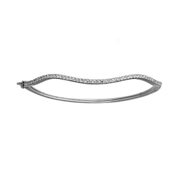 Pulsera brazalete plata Ley 925m rodiada 58mm. ondulada circonitas