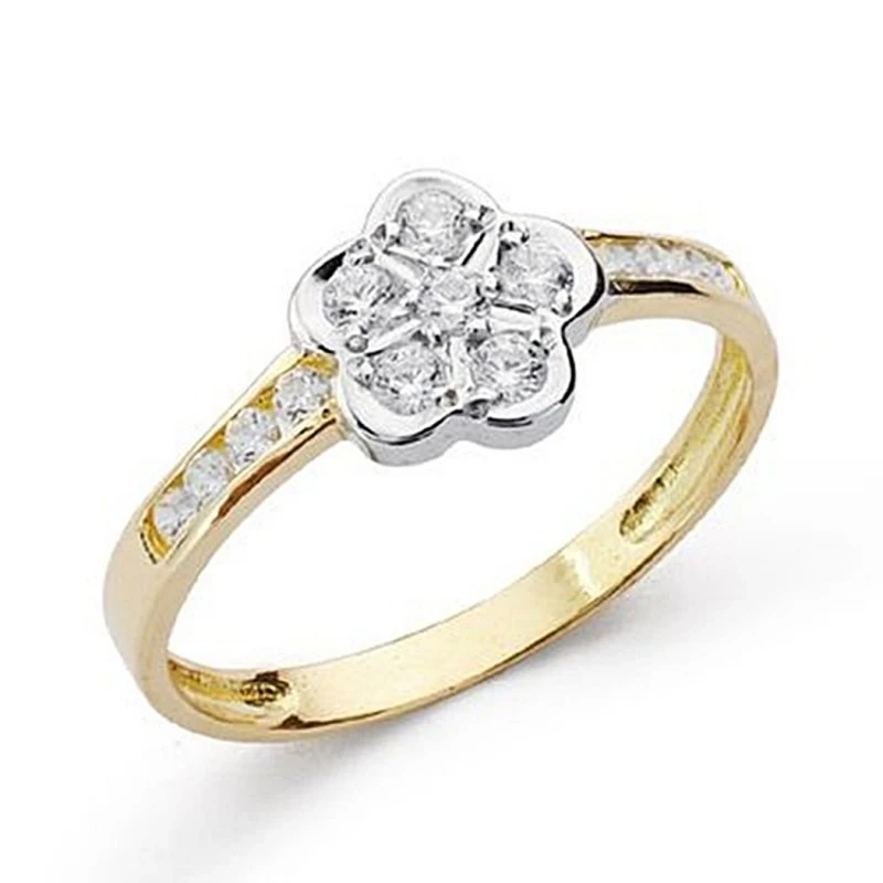 Sortija oro 18k bicolor circonitas comunión [9052S]