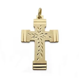 Colgante cruz oro 18k tallada 36mm. [AA0011]