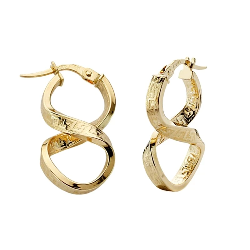 Pendientes oro 18k aros 25mm. ochos greca [AA0051]