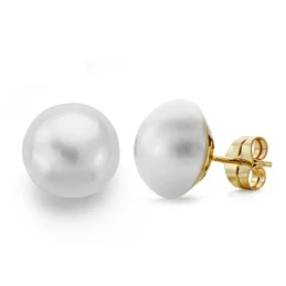 Pendientes oro 18k perla japonesa 12mm. [AA0081]