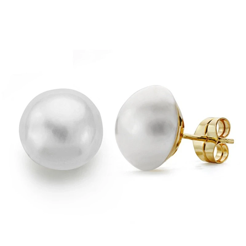 Pendientes oro 18k perla japonesa 12mm. [AA0081]