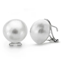 Pendientes oro blanco 18k japonesa 14mm. [AA0106]