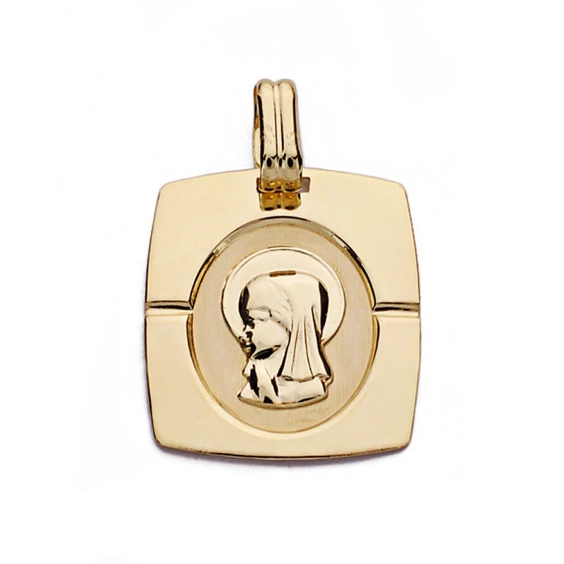 Medalla oro 18k Virgen Niña 20mm. [AA0161]