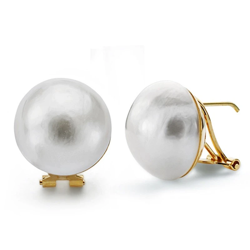 Pendientes oro 18k perla japonesa 16mm. [AA0646]
