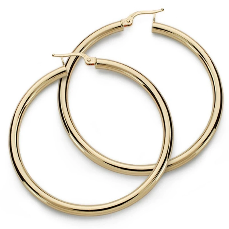 Pendientes oro 18k aros 47mm. redondos huecos 3mm. [9810]