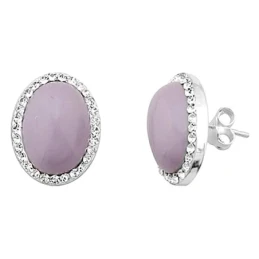 Pendientes plata Ley 925m rodiada 16mm. piedra color violeta cerco resina multipiedras