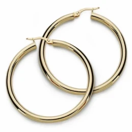 Pendientes oro 18k aros 41mm. redondos huecos [AA1628]