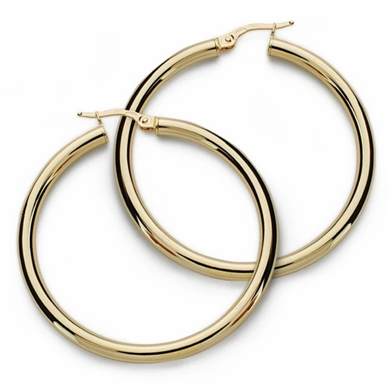 Pendientes oro 18k aros 41mm. redondos huecos [AA1628]