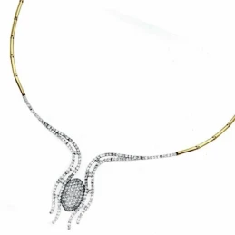 Gargantilla oro 18k bicolor 45cm. centro circonitas  [AA1850]