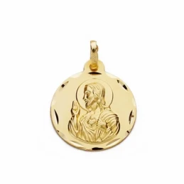 Medalla oro 18k Corazón de Jesús 18mm. labrada tallada [AA2490]