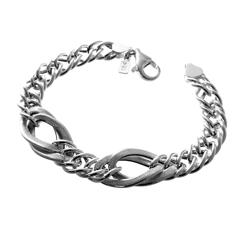 Pulsera plata Ley 925m. hueca 19cm. mujer asas filigrana oval cierre