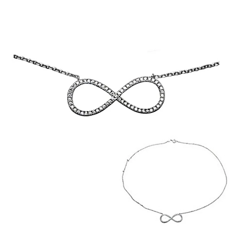 Colgante gargantilla  plata Ley 925m 40cm. rodiada infinito circonitas