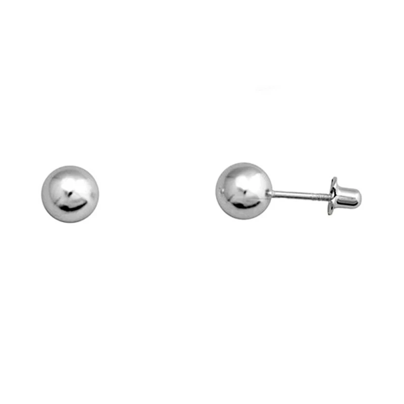Pendientes plata Ley 925m. bola lisa 6mm. cierre tornillo [AA3352]