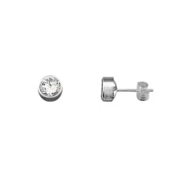 Pendientes plata Ley 925m. redondo 6mm. chatón circonita [AA3362]