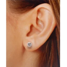 Pendientes plata Ley 925m. redondo 6mm. chatón circonita [AA3362]