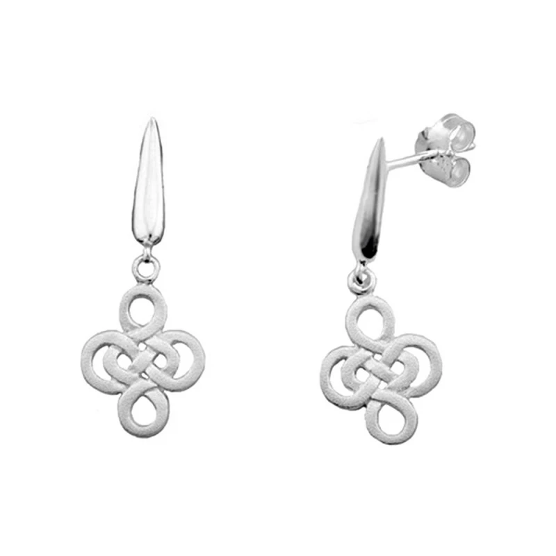 Pendientes plata Ley 925m. rodiada largos flor mate [AA3520]