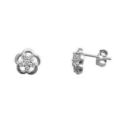 Pendientes plata Ley 925m. rodiada flor circonitas  [AA3699]