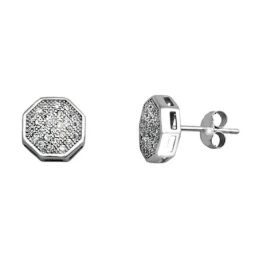 Pendientes plata Ley 925m rodiada 9mm. octógono circonitas