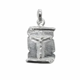 Colgante plata Ley 925m chapa pergamino con Cristo crucifijo [1185]