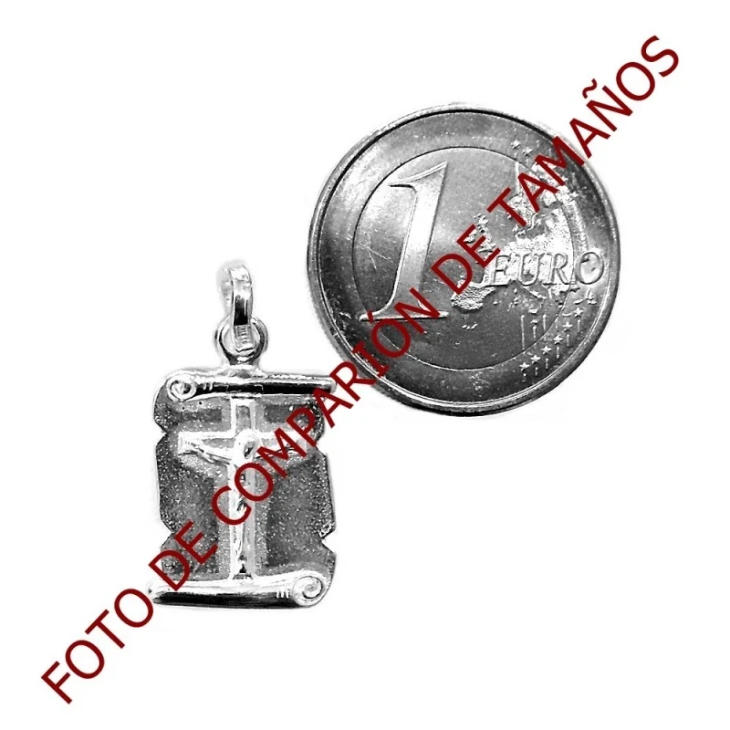 Colgante plata Ley 925m chapa pergamino con Cristo crucifijo [1185]