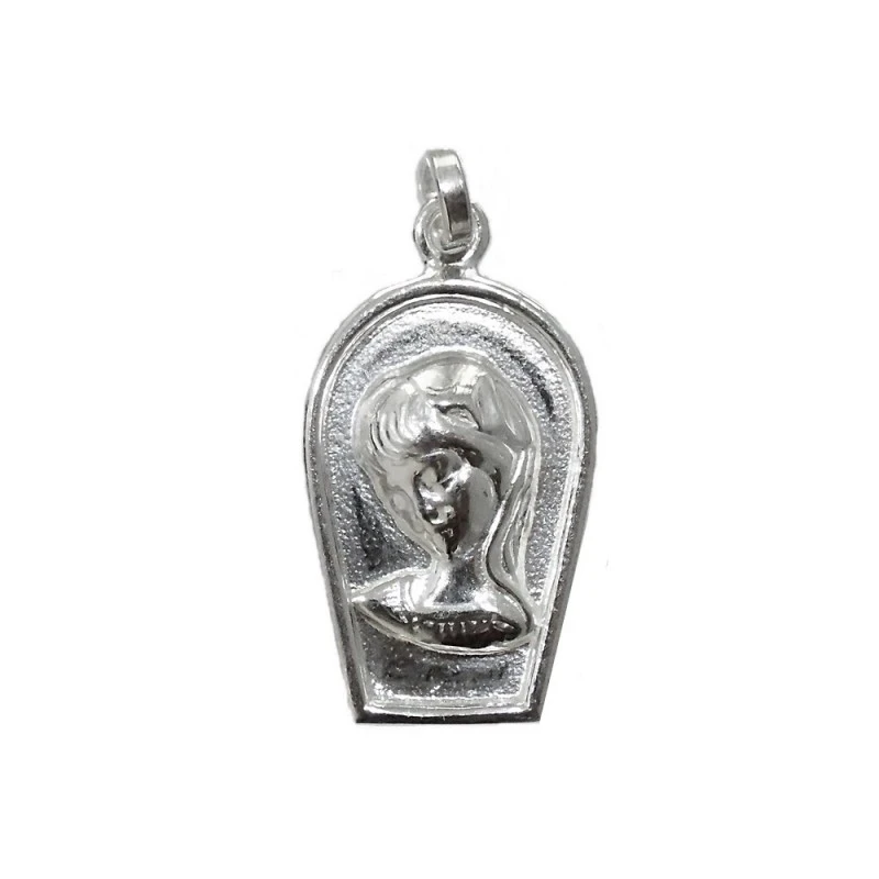 Colgante plata Ley 925m Medalla Virgen Niña [1189]