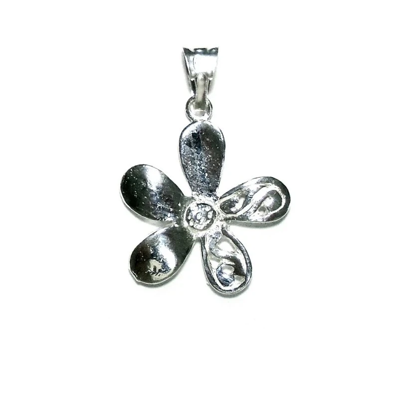 Colgante plata Ley 925m flor 5 pétalos liso calado [848]