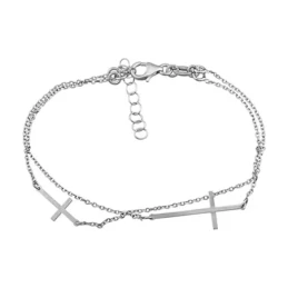 Pulsera plata Ley 925m. rodiada cruces 24mm. 14mm. [AA4396]