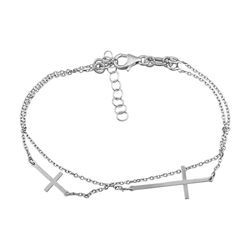 Pulsera plata Ley 925m. rodiada cruces 24mm. 14mm. [AA4396]