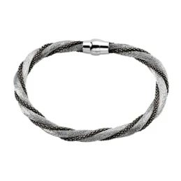 Pulsera plata Ley 925m. rodiada torcida calza rodio negro [AA4546]