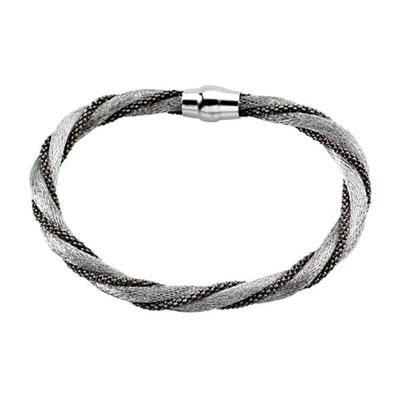 Pulsera plata Ley 925m. rodiada torcida calza rodio negro [AA4546]