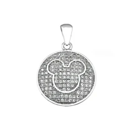 Colgante plata Ley 925m. rodiada Mickey redondo circonitas [AA3023]