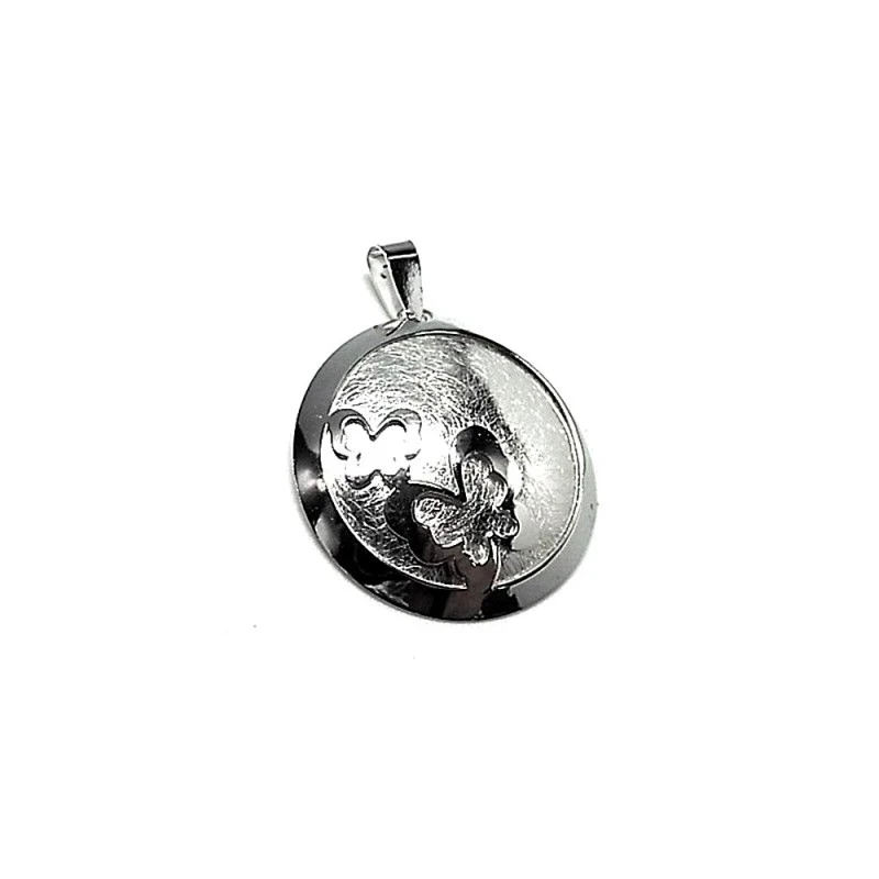 Colgante plata ley 925m 35mm. liso matizado mariposas [AA7670]