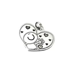 Colgante plata ley 925m liso oxidado 25mm. muñeco corazón [AA7795]
