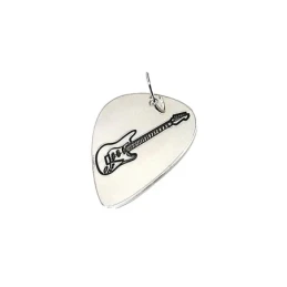 Colgante plata ley 925m oxidado 30mm. púa guitarra eléctrica [AA7804]