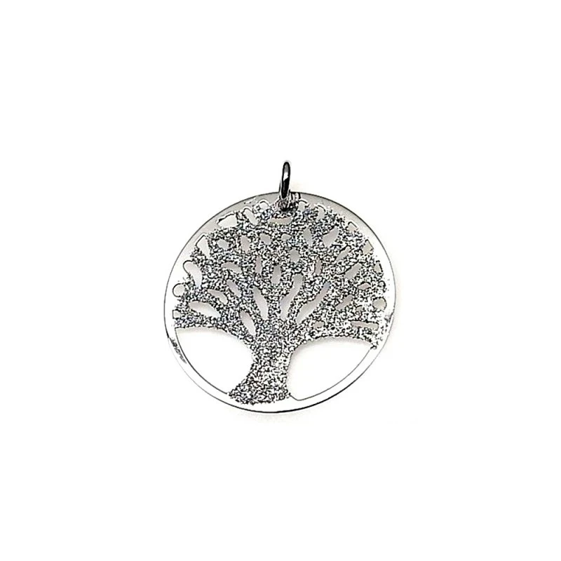 Colgante plata ley 925m 21mm. árbol vida purpurina [AA7897]