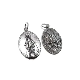 Medalla colgante plata ley 925m 30mm. Virgen Milagrosa lisa [AA7968]