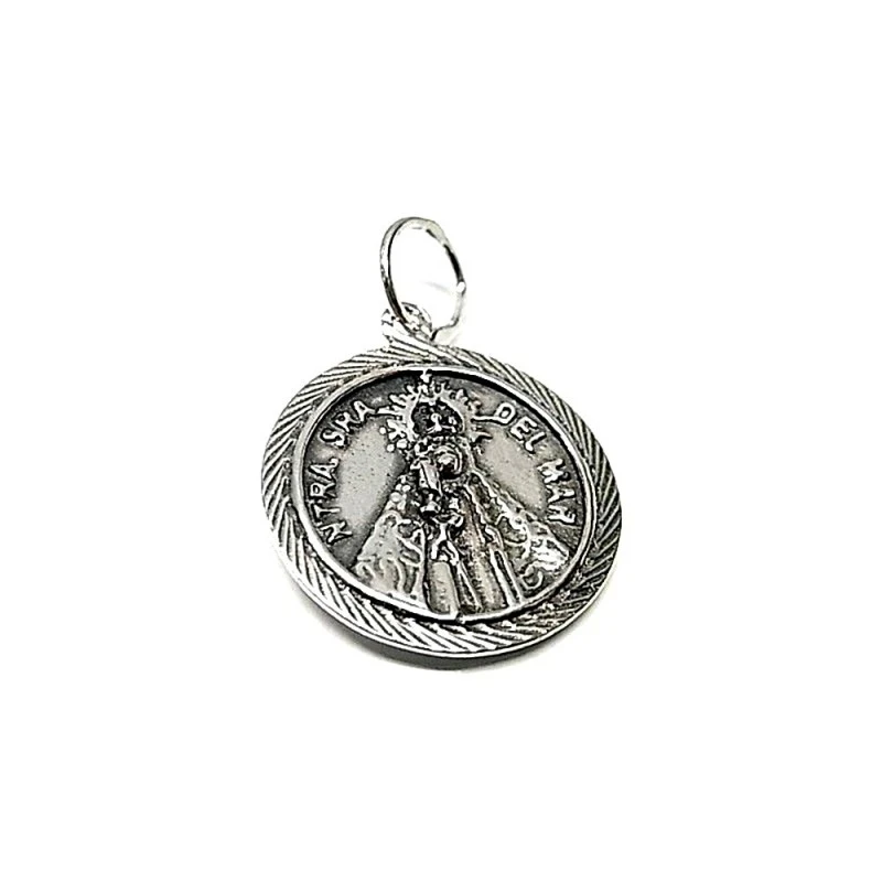 Colgante plata ley 925m 22mm. medalla Virgen Mar [AA8192]