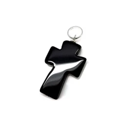 Colgante plata ley 925m 30mm. cruz piedra negra [AA8485]