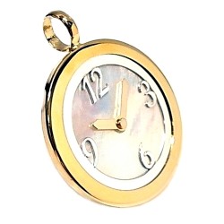 Colgante plata ley 925m 30mm. reloj piedra nácar láser [AA8496]