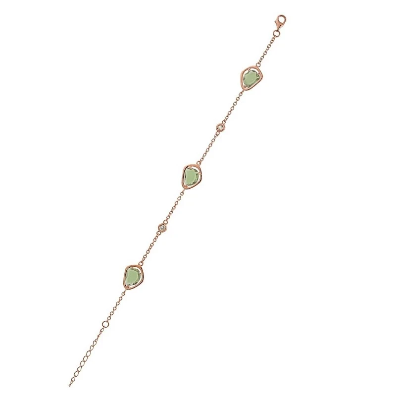 Pulsera plata Ley 925m Visetti chapada rosa piedras [AC0016]