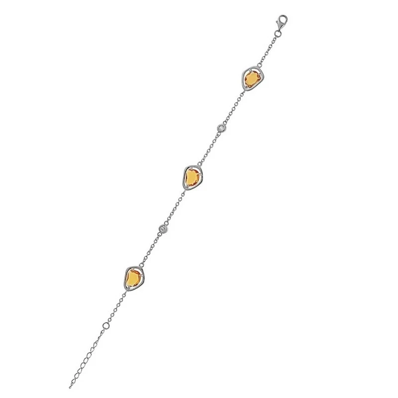 Pulsera plata Ley 925m Visetti rodiada piedras amarillas [AC0019]