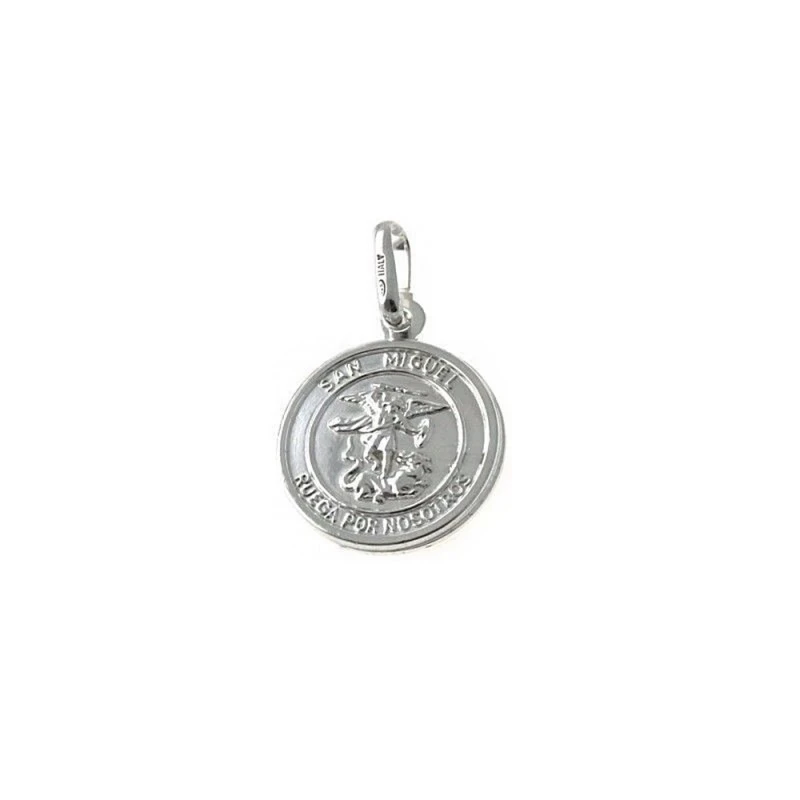 Colgante plata Ley 925m medalla 12mm. San Miguel cerco [AC0389]